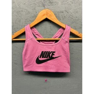 Nike Dri-FIT Sports Bra Women's XS‎ Pink Racerback Logo Athletic Stretch Top